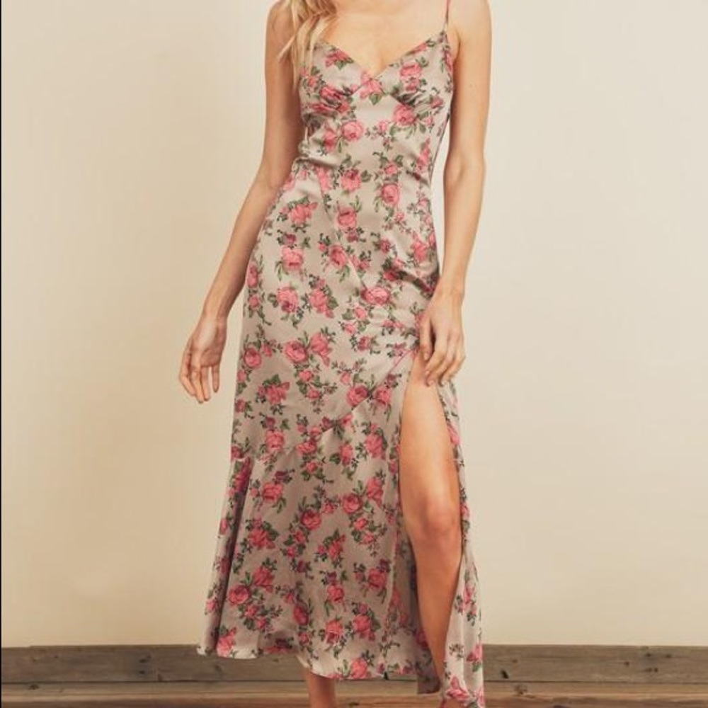 Floral print satin midi dress